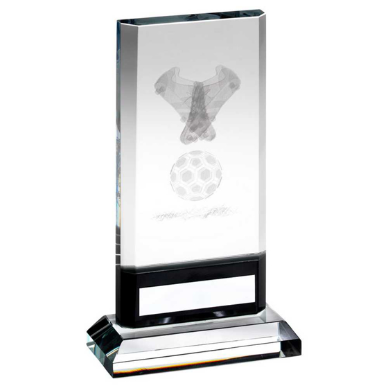 Picture of Clear/black Glass With Lasered Football Image And Plate (15mm Thick) - 8.25in