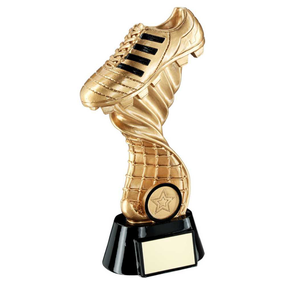 Picture of Gold/black Football Boot On Twisted Net With Plate (1in Centre) - 12in