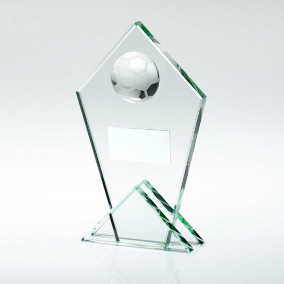 Picture of Jade Glass Pointed Plaque With Half Football And Plate - 5.75in