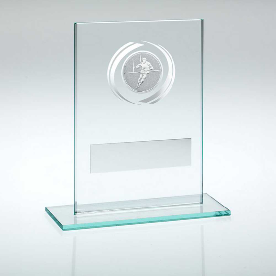 Picture of Jade/silver Glass With Rugby Insert And Plate - 3.25in