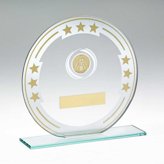 Picture of Jade/silver/gold Round Glass With Cricket Insert And Plate - 7in