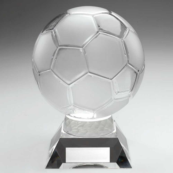 Picture of Large Clear Glass Football With Plate - 8.5in