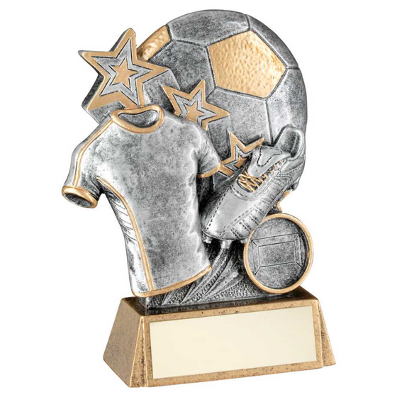 Picture of Pew/gold Football With Boot And Shirt On Brz Base With Plate (1in Cen) - 5.25"