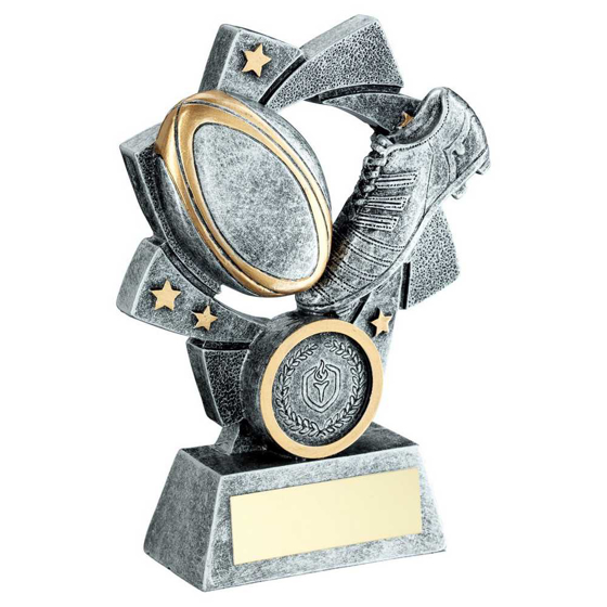 Picture of Pew/gold Rugby Star Spiral With Plate (1in Centre) - 5in